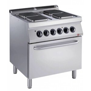 Diamond Fourneau électrique | 4 plaques carrées | 400V | 2,6kW | Four électrique GN 2/1 | 800x700x(h)850/920mm