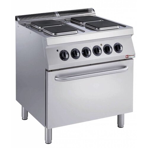 Diamond Fourneau électrique | 4 plaques carrées | 400V | 2,6kW | Four électrique GN 2/1 | 800x700x(h)850/920mm