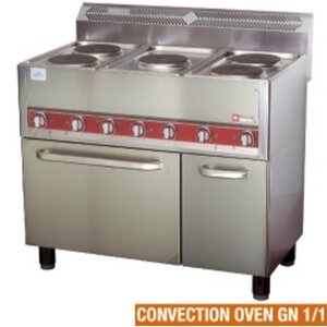 Diamond Fourneau Horeca| Electrique | 5 plaques | sur four à convection 4x GN 1/1 | 13kW | 990x600x860kW