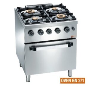 Diamond Fourneau Horeca| Gaz | 4 feux vifs | 3,5 et 6kW | sur four gaz GN 2/1 | 700x700x(h)850mm