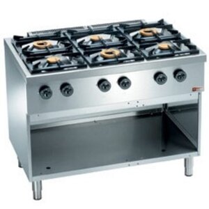 Diamond Fourneau Horeca| Gaz | 6 feux vifs 3,5 et 6kW | armoire ouverte | 1100x700x(h)850mm