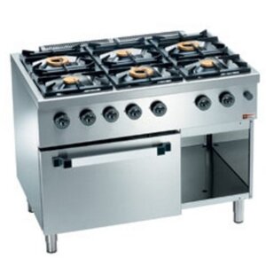Diamond Fourneau Horeca| Gaz | 6 feux vifs | 3,5 et 6kW | sur four gaz GN 2/1 et armoire | 1100x700x(h)850mm
