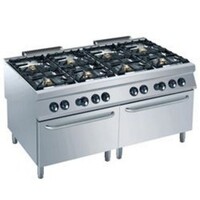 Fourneau | Gaz | 8 feux vifs | 6 et 10kW | 2 fours gaz GN 2/1 | 1600x900x(h)850/920mm