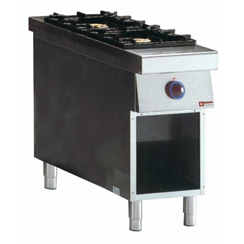 Diamond Fourneau | Gaz | 2 Feux | 5,5 et 7,5kW | Armoire ouverte | traversant central | 400x1100x(h)850mm