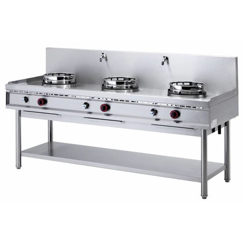 Diamond Fourneau wok 3 brûleurs avec rideau d'eau | 3 x 15kW