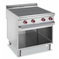 Fourneaux électriques Inox | 4 plaques affleurantes 300x300mm | 10kW | armoire ouverte | 800x900x850/920(h)mm