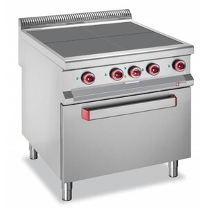 Diamond Fourneaux électriques + Four GN2/1 | Inox | 4 plaques affleurantes | 16kW | 800x900x850/920(h)mm