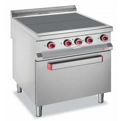 Diamond Fourneaux électriques + Four GN2/1 | Inox | 4 plaques affleurantes | 16kW | 800x900x850/920(h)mm