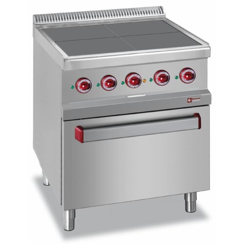 Diamond Fourneaux électriques + Four GN2/1 | 4 plaques affleurantes 300x300mm | 400V/15,3kW | 700x700x850/920(h)mm