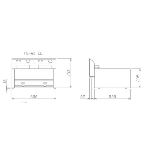 Diamond Friteuse Electrique | 8 Litres | avec robinet de vidange | zone froide | Top | 3kW | 330x600x(H)290mm