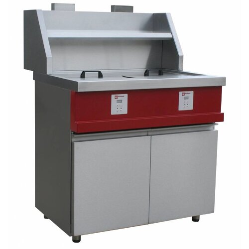 Diamond Friteuse gaz électronique | 2 Cuves rondes 2x13 Litres | Robinet de vidange | 230V/0,1kW | 960x875x940/1320(h)mm
