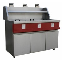 Friteuse Gaz électronique| 3 Cuves rondes 3x13 Litres | Robinet de vidange | 230V/0,1kW | 1445x875x940/1320(h)mm