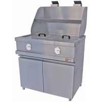 Friteuse gaz HEAVY DUTY | 2 Cuves rondes 2x13 Litres | sur meuble fermé 2 portes | mécanique | 960x870xh930/1507(h)mm