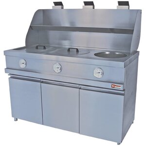 Diamond Friteuse gaz HEAVY DUTY | Cuves rondes 3x13 Litres | sur meuble fermé 3portes | mécanique | 230V/0,1kW | 1445x870xh930/1507mm Diamond Friteuse gaz HEAVY DUTY | Cuves rondes 3x13 Litres | sur meuble fermé 3portes | mécanique | 230V/0,1kW | 1445x870xh930/1507mm