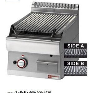 Diamond Grill pierre de lave gaz inox | 1/2 module, grille de cuisson en "Z" | 400x700x280(h)mm