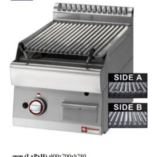Diamond Grill pierre de lave gaz inox | 1/2 module, grille de cuisson en "Z" | 400x700x280(h)mm