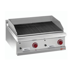 Diamond Grill Pierre de Lave | Gaz | Inox | Module 1/1 | Grille en Fonte "Double Face" | 800x700(730)x250/320(h)mm