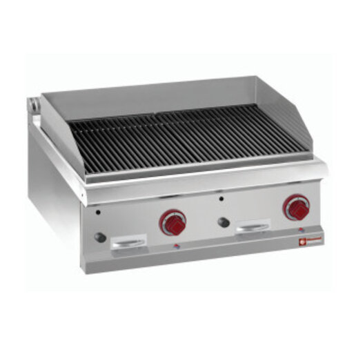 Diamond Grill Pierre de Lave | Gaz | Inox | Module 1/1 | Grille en Fonte "Double Face" | 800x700(730)x250/320(h)mm