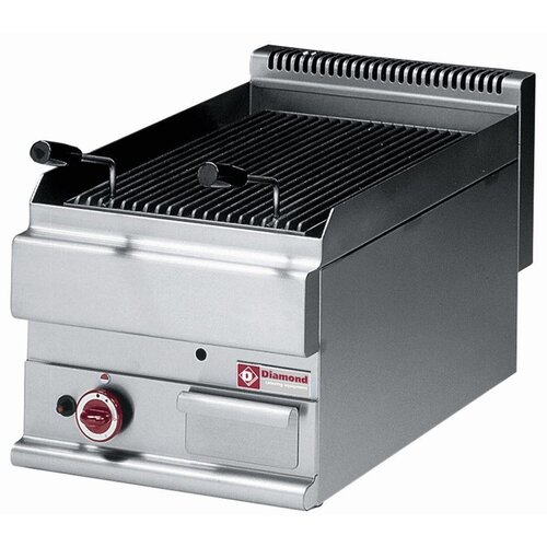 Diamond Grill pierre de lave gaz inox | Top | grille de cuisson en fonte | 40x65x(h)28/38cm | 4.8kW