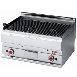 Diamond Grill pierre de lave gaz inox -Top | grille de cuisson en fonte | 70x65x(h)28/38cm | 9.5kW
