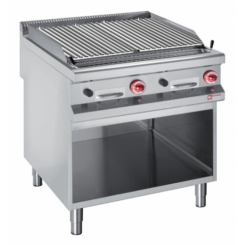 Diamond Grill pierre de lave gaz | 22 kW | armoire ouverte GN2/1 |  1/1 module, grille "2 faces" | 800x900x850/920(h)mm