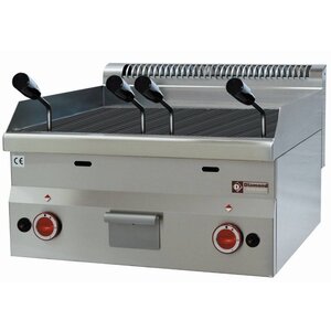 Diamond Grill pierre de lave gaz inox | Top | avec grille de cuisson en fonte | 60x60x(h)28/40cm | 7.7kW