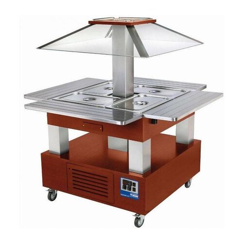 Diamond Ilot buffet - Salad bar, Réfrigéré, 4x GN1/1-150 (Bois Acajou)