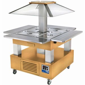Diamond Ilot buffet - Salad bar, Réfrigéré, 4x GN1/1-150 (Bois Chêne clair)