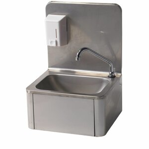 Diamond Lave-mains mural | Inox | Contrôle genoux | distributeur de savon 500 ml | Chaud/Froid | 400x340x(H)595 mm Diamond Lave-mains mural | Inox | Contrôle genoux | distributeur de savon 500 ml | Chaud/Froid | 400x340x(H)595 mm