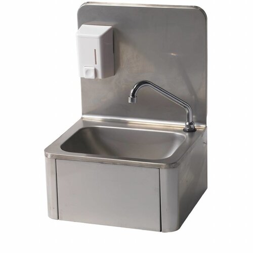 Diamond Lave-mains mural | Inox | Contrôle genoux | distributeur de savon 500 ml | Chaud/Froid | 400x340x(H)595 mm Diamond Lave-mains mural | Inox | Contrôle genoux | distributeur de savon 500 ml | Chaud/Froid | 400x340x(H)595 mm