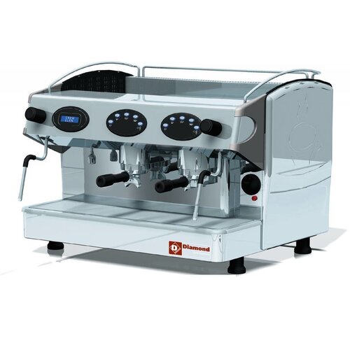Diamond Machine à café expresso 2 groupes  | 2 Robinets vapeur | 1 Robinet d'eau chaude | 3,3kW | 677x580x(H)523mm