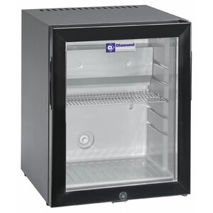 Diamond Minibar Noir Porte Vitrée | +4°/+10°C | 32 Litres | 402x406x500(h)mm