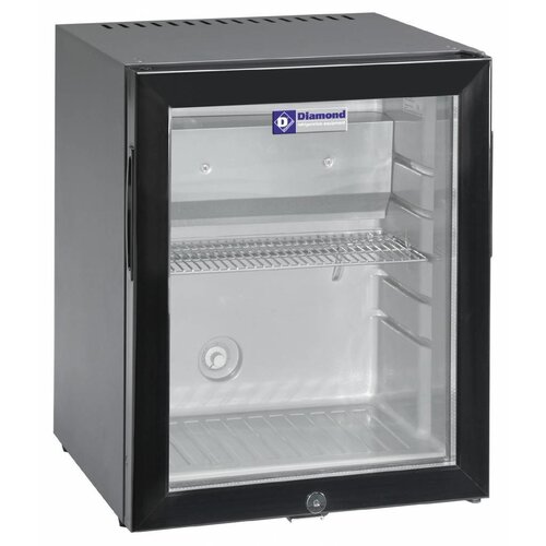 Diamond Minibar Noir Porte Vitrée | +4°/+10°C | 32 Litres | 402x406x500(h)mm