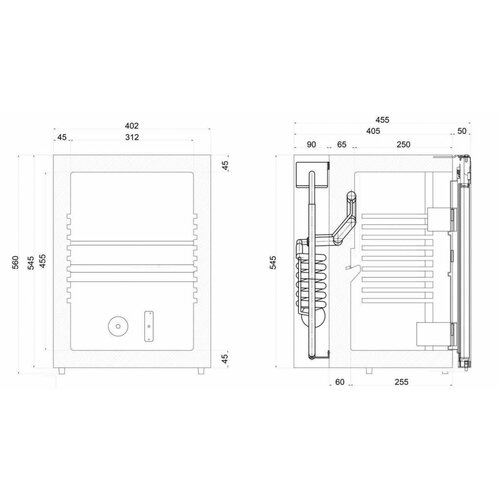 Diamond Minibar avec Porte Vitrée | 42 Litres | +8°/+16°C | 400x450x(h)560mm