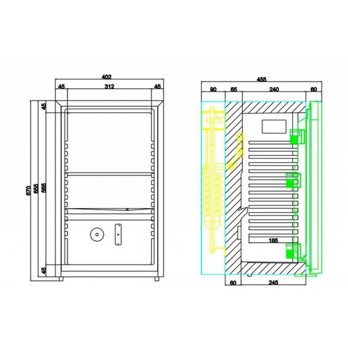 Diamond Minibar Porte Vitrée | 52 Litres | +4°/+10°C | 400x450x(h)680mm