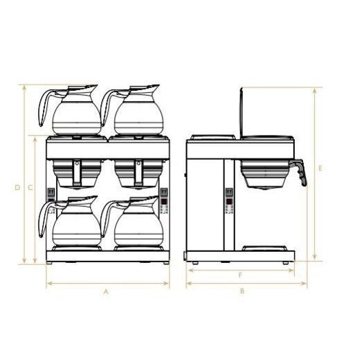 Diamond Percolateur à café Double | 1,8 Litres | Digital | 1 groupe et 2 plaques chauffantes | 4,8kW