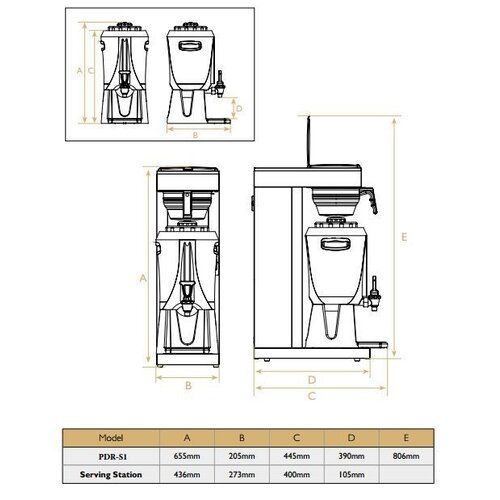 Diamond Percolateur à café, 1 container dispenser | 2,5 Litres | Digital | Remplissage automatique | 2,2 kW | 2,5 Litres