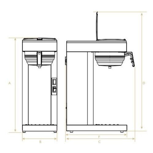 Diamond Percolateur à café, 1 groupe avec thermos | 2,5 Litres | 2,2kW | 205x360x(h)545mm