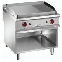 Plaque de Cuisson | Gaz | 2/3 Lisse, 1/3 Rainurée | sur Armoire Ouverte | Module 1/1 | 800x900x850/920(h)mm