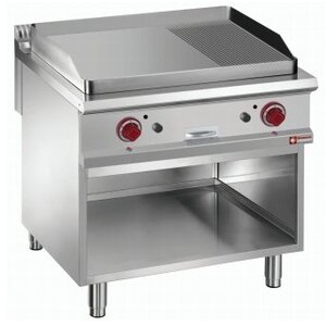 Diamond Plaque de Cuisson | Gaz | 2/3 Lisse, 1/3 Rainurée | sur Armoire Ouverte | Module 1/1 | 800x900x850/920(h)mm Diamond Plaque de Cuisson | Gaz | 2/3 Lisse, 1/3 Rainurée | sur Armoire Ouverte | Module 1/1 | 800x900x850/920(h)mm