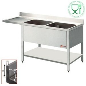 Diamond Plonge | 2 cuves 500x500x325(h)mm | 1800x700x880-900(h) | égouttoir gauche