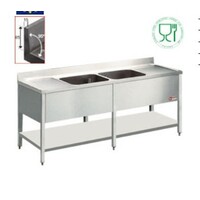 Plonge INOX | 2 cuves 600x500x325(h)mm | 2400x700x880-900(h) | égouttoir gauche/droite