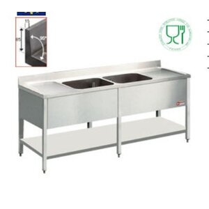 Diamond Plonge INOX | 2 cuves 600x500x325(h)mm | 2400x700x880-900(h) | égouttoir gauche/droite Diamond Plonge INOX | 2 cuves 600x500x325(h)mm | 2400x700x880-900(h) | égouttoir gauche/droite