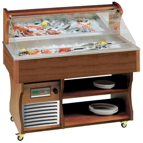 Diamond Présentoir Réfrigéré pour Poisson | -2°/0 C° | Bois massif | 2057x745x1285/1605(h)mm