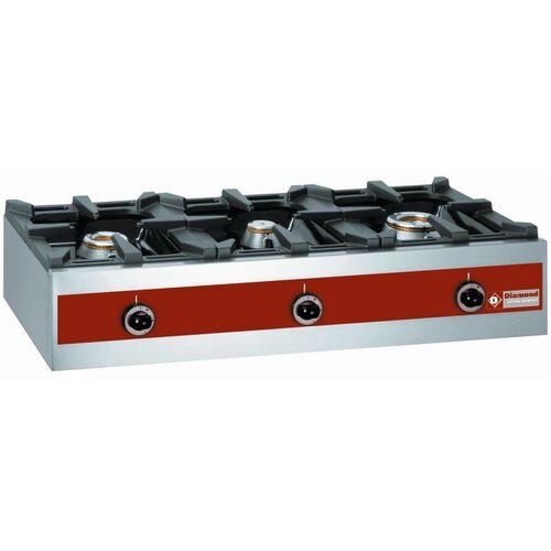 Diamond Réchaud à gaz de Comptoir | 3 feux vifs | TOP | 7,2 + 5,5 + 3,2 kW | 1005x510xh195mm Diamond Réchaud à gaz de Comptoir | 3 feux vifs | TOP | 7,2 + 5,5 + 3,2 kW | 1005x510xh195mm