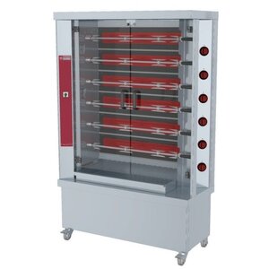 Diamond Rôtissoire à poulets | vitrocéramique | 6 broches | 1200x500x(h)1880mm | 15kW | 30 poulets
