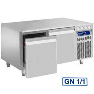 Diamond Soubassement Réfrigéré | INOX | 2 tiroirs GN 1/1 h.200 mm | 1200x700x(h)630/650mm