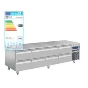 Diamond Soubassement Réfrigéré | INOX | 8 x 1/2 tiroirs GN 1/1-h 100 mm | R134A | 2000x700x630/650(h)mm | DELUXE