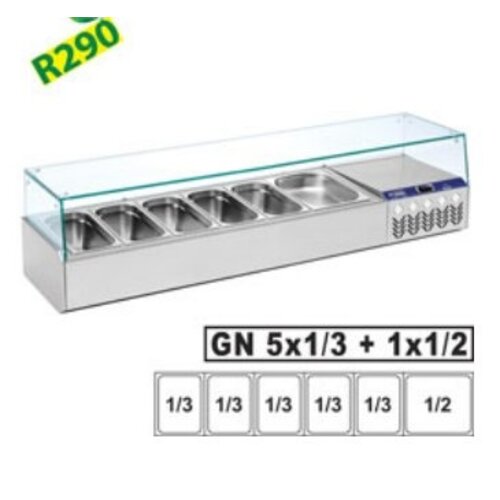 Diamond Structure réfrigérée | avec vitre droite | 5x 1/3 + 1x 1/2 GN | 160x38,4x(H)38,7 cm Diamond Structure réfrigérée | avec vitre droite | 5x 1/3 + 1x 1/2 GN | 160x38,4x(H)38,7 cm