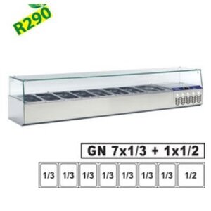 Diamond Structure réfrigérée | avec vitre droite | 7x 1/3 + 1x 1/2 GN | 198x38,4x(H)38,7 cm Diamond Structure réfrigérée | avec vitre droite | 7x 1/3 + 1x 1/2 GN | 198x38,4x(H)38,7 cm
